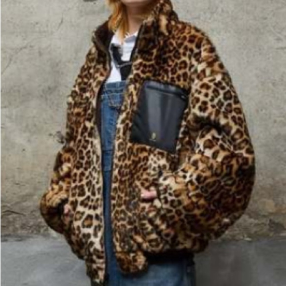 NWT R13 Reversible leopard faux fur jacket